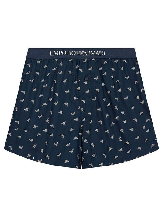 Logo Banding Cotton Boxer Shorts Navy - EMPORIO ARMANI - BALAAN 1