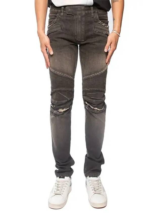 Destroyed Black Washed Biker Jeans T551 C710V - BALMAIN - BALAAN 2