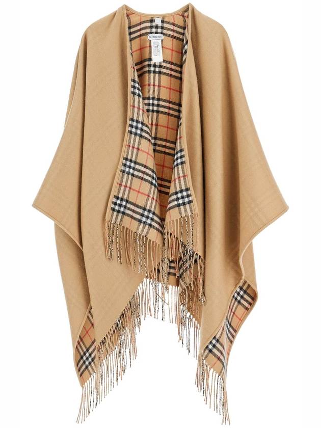 Women's Check Reversible Wool Cape Beige - BURBERRY - BALAAN 2