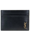 Tiny Monogram Shiny Leather Card Case Black - SAINT LAURENT - BALAAN 2