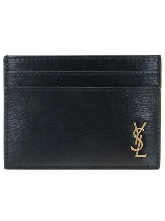 Tiny Monogram Shiny Leather Card Case Black - SAINT LAURENT - BALAAN 2