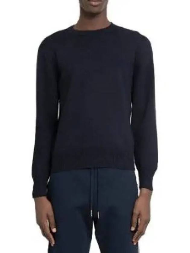 Center Back Striped Stitch Merino Wool Knit Top Navy - THOM BROWNE - BALAAN 2