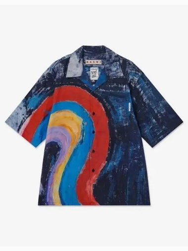 Rainbow Print Embellished Cotton Bowling Shirt Royal Blue CUMU0213A0UTC255Rab Wrap56 - MARNI - BALAAN 1