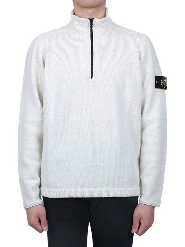 Wappen Patch Lambswool Half-Zip Knit Top White - STONE ISLAND - BALAAN 3