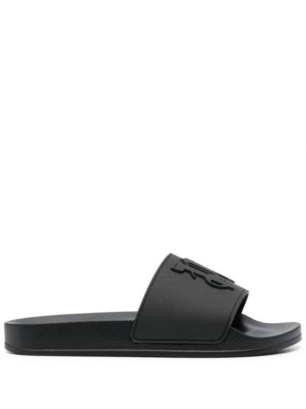 rubber-rise monogram flat slider sandals - PALM ANGELS - BALAAN 1