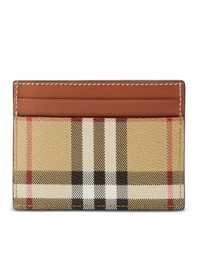 Check Print Leather Card Holder Beige - BURBERRY - BALAAN 2