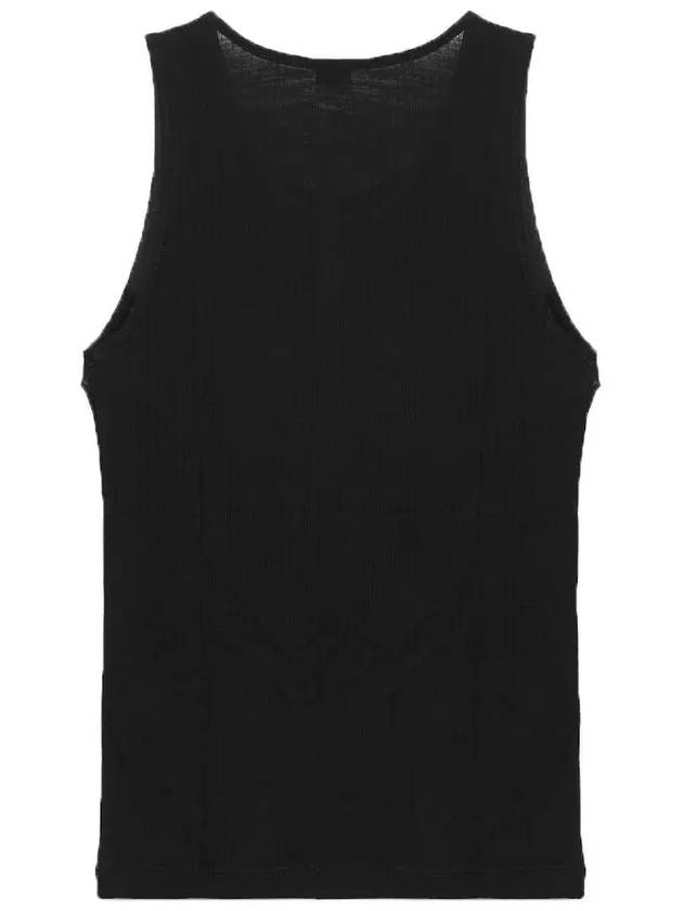 Cassandre Embroidered Logo Wool Sleeveless Black - SAINT LAURENT - BALAAN 3