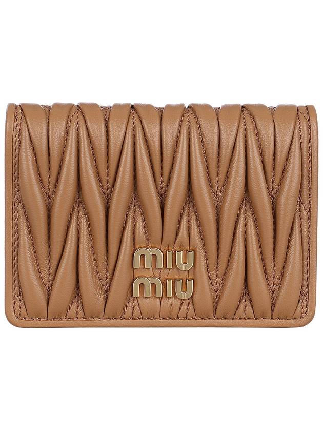 Matelasse Nappa Leather Card Wallet Brown - MIU MIU - BALAAN 3