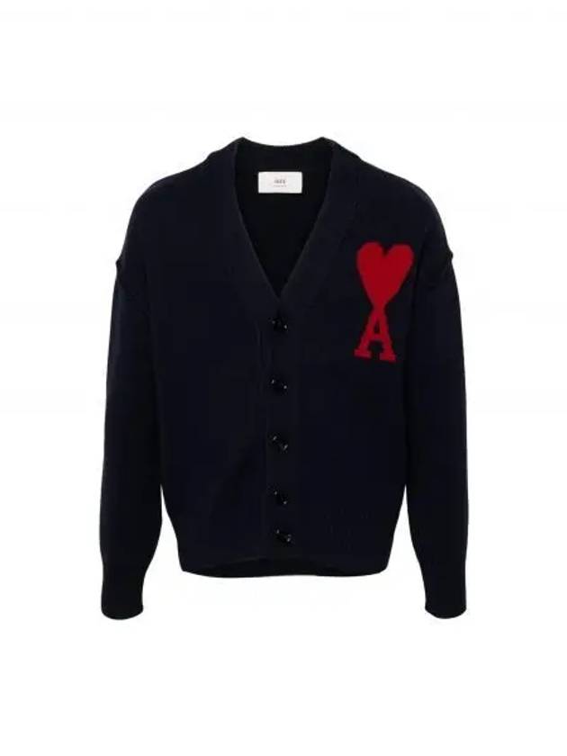 De Coeur Logo Wool Cardigan Navy - AMI - BALAAN 2