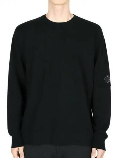 Extra Fine Merino Wool Crew Neck Knit Top Black - CP COMPANY - BALAAN 2