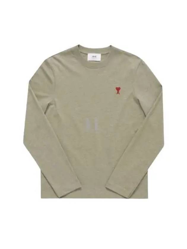 Chain Stitch Heart Logo Long Sleeve T-Shirt Sage Slash - AMI - BALAAN 2