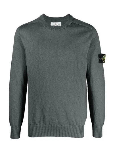 Men's Wappen Patch Crew Neck Knit Top Charcoal - STONE ISLAND - BALAAN 2