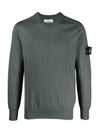 Men's Wappen Patch Crew Neck Knit Top Charcoal - STONE ISLAND - BALAAN 3