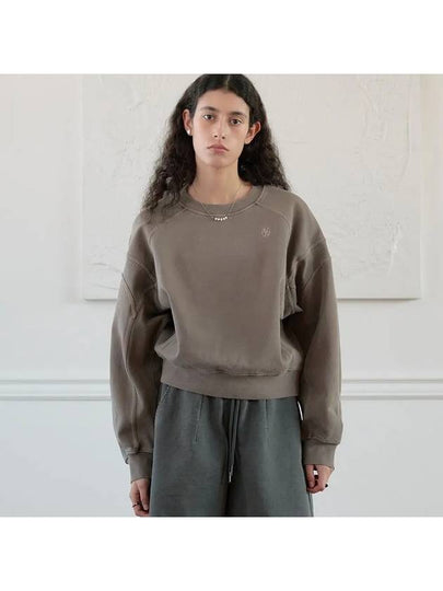 Paneled Cropped Sweatshirt Ashed Brown - NOIRER FOR WOMEN - BALAAN 2