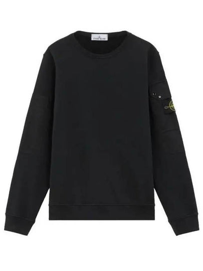 Brushed Organic Cotton Fleece Sweatshirt Black - STONE ISLAND - BALAAN 2