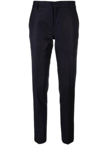 Women's Mid-Rise Tailored Straight Pants Navy - AMI - BALAAN 1