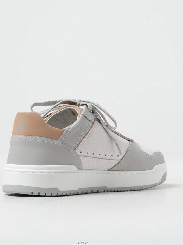 Logo Patch Leather Low Top Sneakers Grey - BRUNELLO CUCINELLI - BALAAN 5