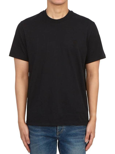 Tone On Tone Heart Logo Organic Cotton Short Sleeve T-Shirt Black - AMI - BALAAN 2