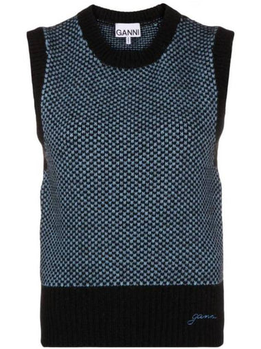 Jacquard Vest Blue - GANNI - BALAAN 1