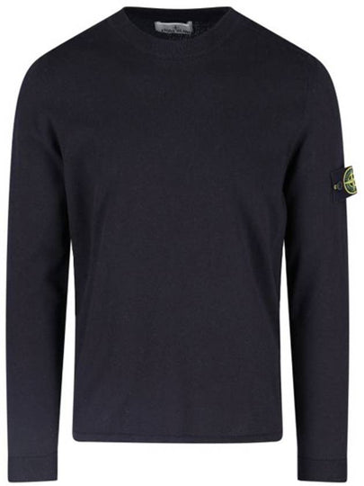 Wappen Patch Crew Neck Cotton Knit Top Navy - STONE ISLAND - BALAAN 2