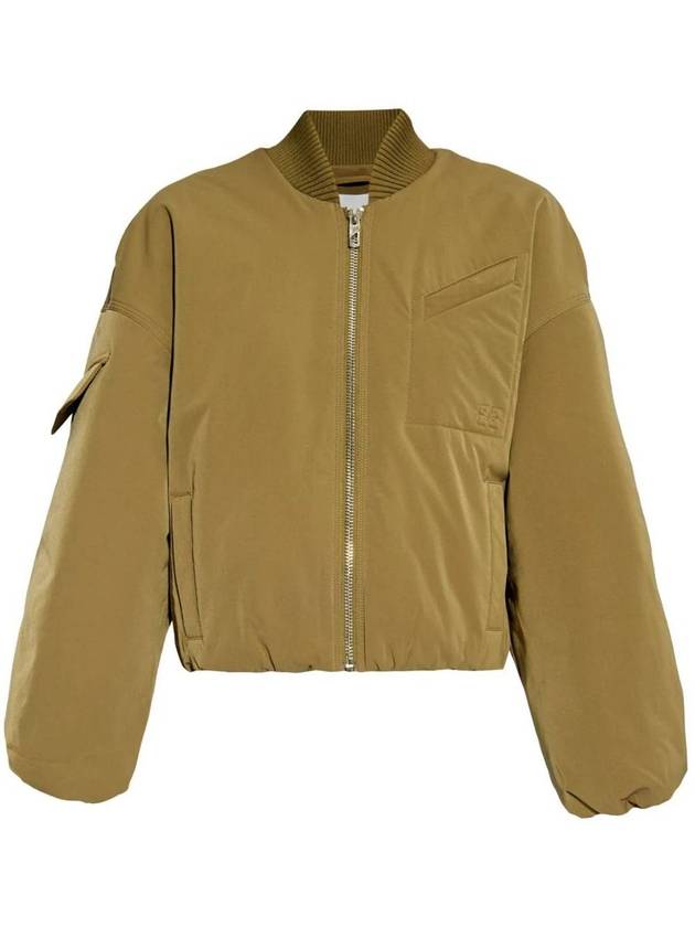 Drop Oversized Zipper Twill Bomber Jacket Kalamata - GANNI - BALAAN 2