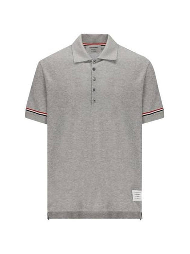 Lightweight Cotton Short Sleeve Polo Shirt Grey - THOM BROWNE - BALAAN 1