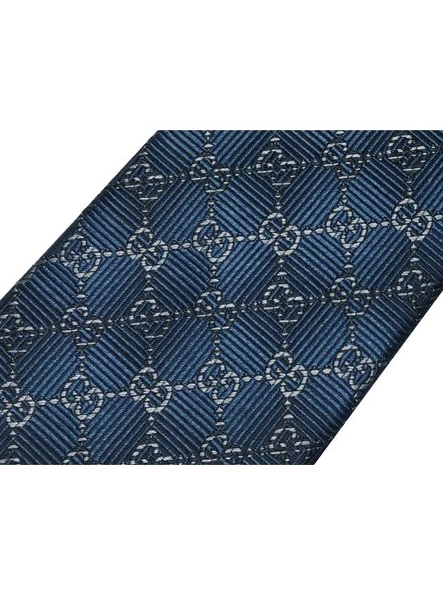 GG Pattern Slim Silk Tie Navy - GUCCI - BALAAN 4