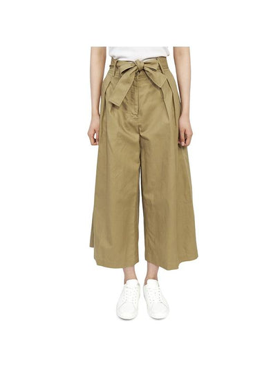 Women's Belted Cotton Wide Pants Beige - VANESSA BRUNO - BALAAN 2