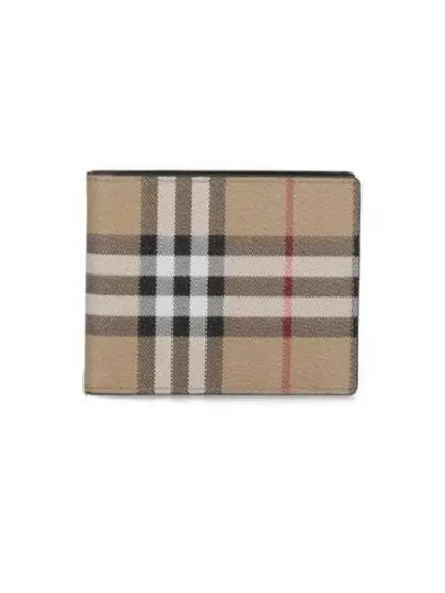 Check Slim Bifold Leather Half Wallet Beige - BURBERRY - BALAAN 2