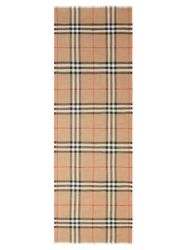 Light Check Wool Silk Muffler Beige - BURBERRY - BALAAN.