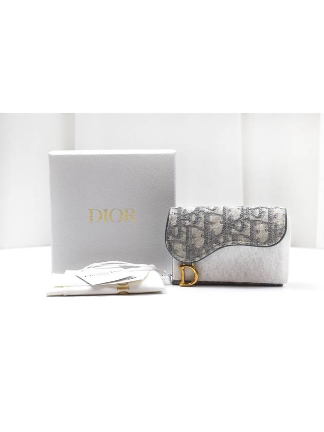 Oblique Saddle Bloom Flap Card Wallet Gray S5611CTZQ M932 - DIOR - BALAAN 2