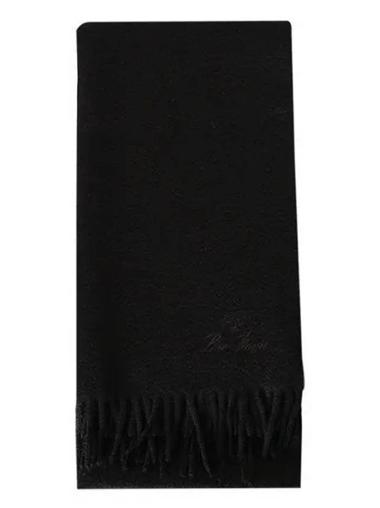 Grande Unita Logo Fringe Muffler Black - LORO PIANA - BALAAN 2