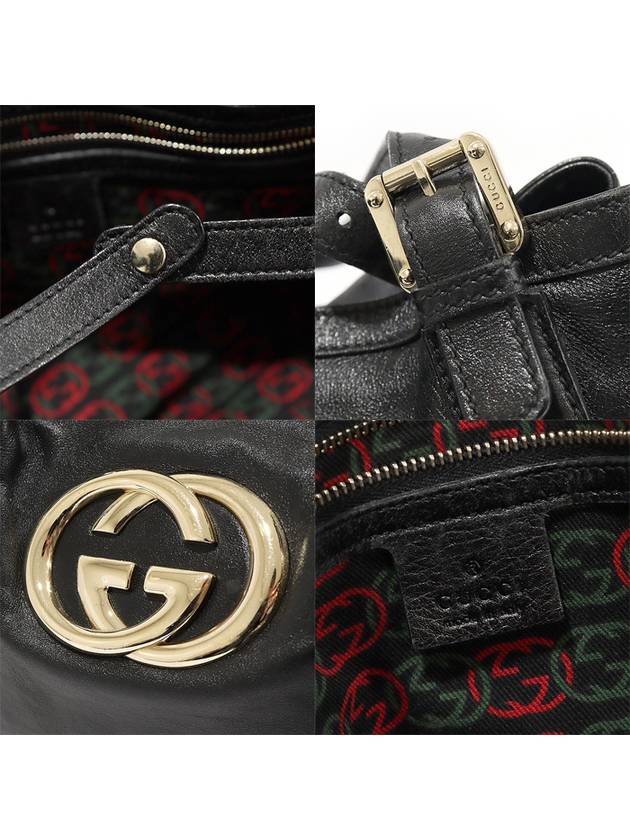 162094 Black leather gold interlocking G shoulder bag - GUCCI - BALAAN 7