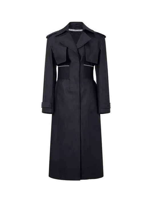 LOGO ELASTIC TRENCH COAT BLACK - ALEXANDER WANG - BALAAN 1