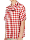 Check Short Sleeve Shirt Red - PRADA - BALAAN 4