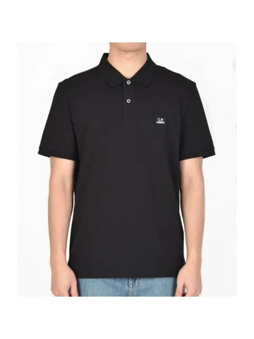 Stretch Piquet Slim Polo Shirt Black - CP COMPANY - BALAAN 1