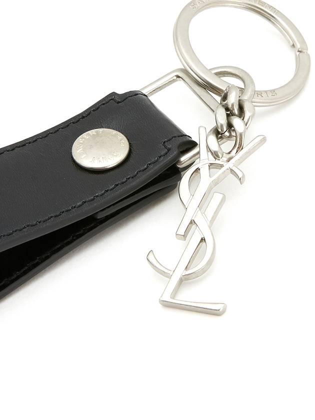 Monogram Leather Key Holder Black Silver - SAINT LAURENT - BALAAN 7