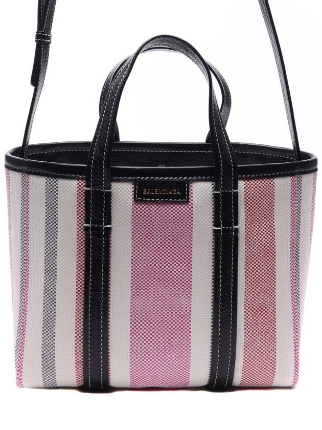 Barbes East West Raffia Striped Shopper Tote Bag Pink - BALENCIAGA - BALAAN 3