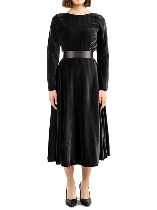 Women's Jock Soft Velvet Midi Dress Black - MAX MARA - BALAAN 1