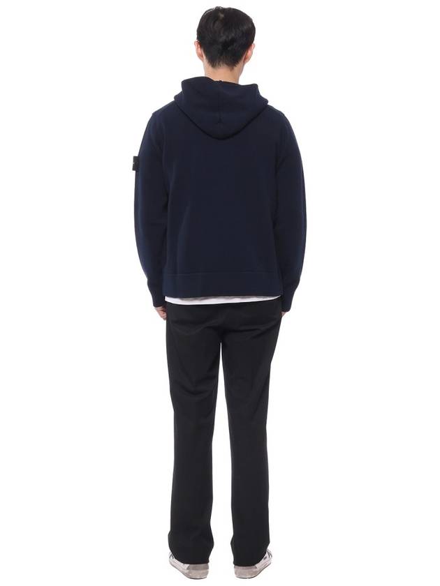 Geelong Wool Hooded Knit Cardigan Navy - STONE ISLAND - BALAAN 6