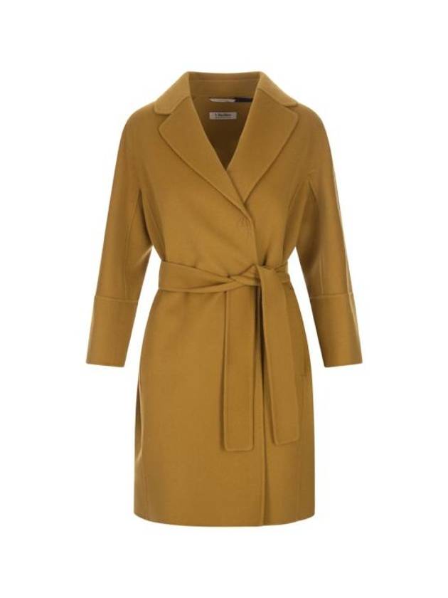 Women's Arona Belt Virgin Wool Single Coat Yellow - MAX MARA - BALAAN 1