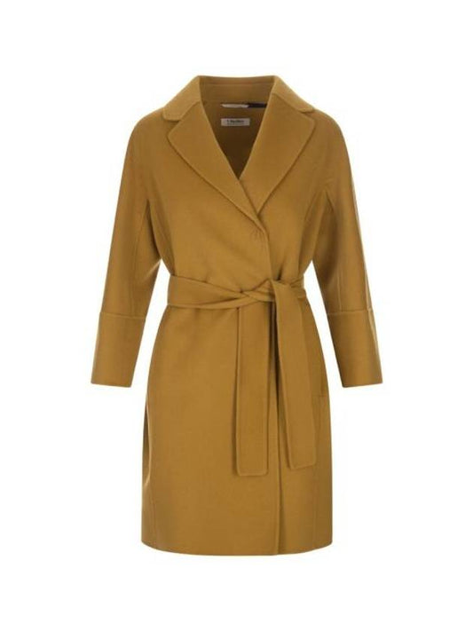 Women's Arona Belt Virgin Wool Single Coat Yellow - MAX MARA - BALAAN 1