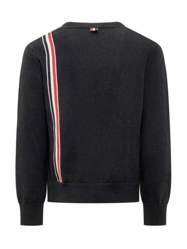 RWB Striped Intarsia Cotton Cardigan Navy - THOM BROWNE - BALAAN 3