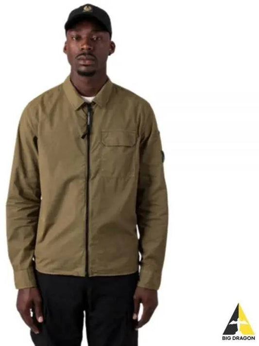 Gabardine Zipped Long Sleeve Shirt Khaki - CP COMPANY - BALAAN 2