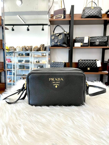 Daol Sangin Branch Vitello Double Zipper Leather Cross Bag 1BH082 Condition A - PRADA - BALAAN 1