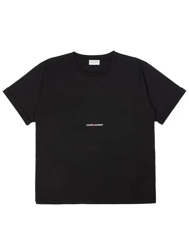 Rive Gauche Short Sleeve T-Shirt Black - SAINT LAURENT - BALAAN.