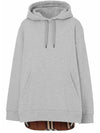 Check Panel Cotton Oversized Hoodie Melange Grey - BURBERRY - BALAAN 2