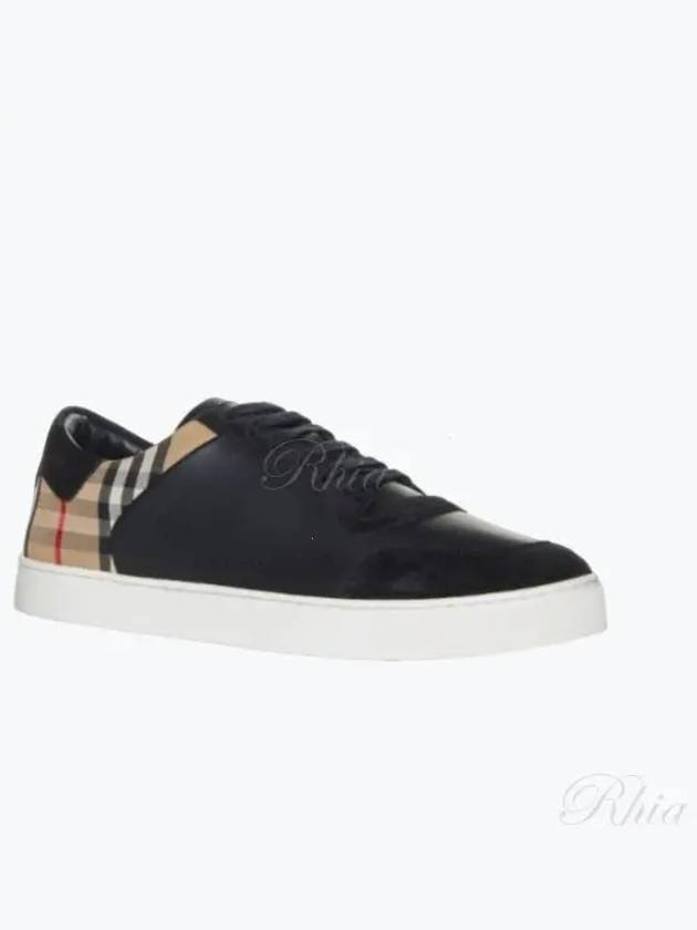 Checked Leather Suede Low Top Sneakers Black - BURBERRY - BALAAN 2