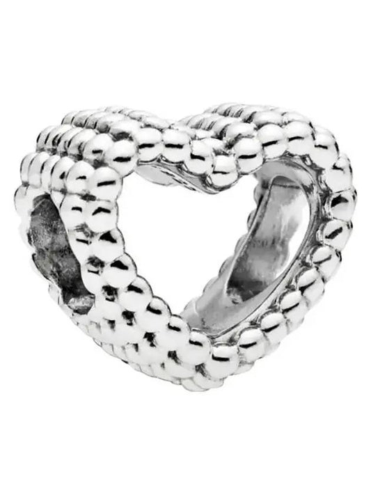 Beaded Open Heart Charm Sterling Silve - PANDORA - BALAAN.