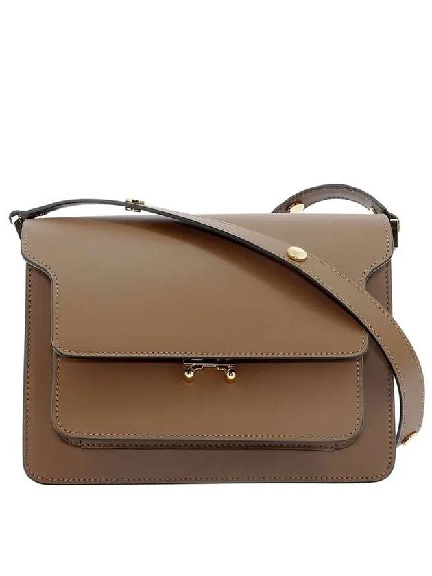 Trunk Smooth Leather Medium Shoulder Bag Brown - MARNI - BALAAN 1